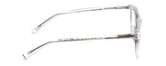 Side View of Prive Revaux Show Off Single Designer Bi-Focal Prescription Rx Eyeglasses in Clear Crystal Ladies Round Full Rim Acetate 48 mm