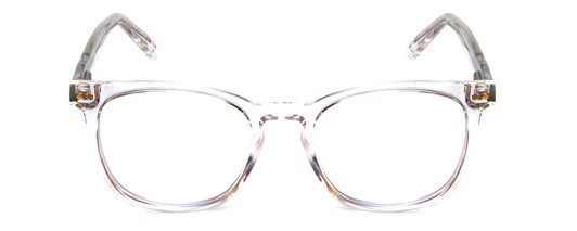 Front View of Prive Revaux Show Off Single Designer Progressive Lens Prescription Rx Eyeglasses in Clear Crystal Ladies Round Full Rim Acetate 48 mm
