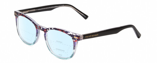 Profile View of Prive Revaux Show Off Single Designer Progressive Lens Blue Light Blocking Eyeglasses in Clear Crystal Black Ombre Ladies Round Full Rim Acetate 48 mm
