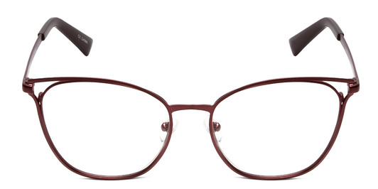 Front View of Book Club Dutiful Scammed Lady Cateye Semi-Rimless Reading Glasses Wine Red 55mm