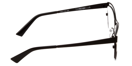Side View of Book Club Late Hesitation Designer Bi-Focal Prescription Rx Eyeglasses in Gloss Black Unisex Cat Eye Full Rim Metal 54 mm