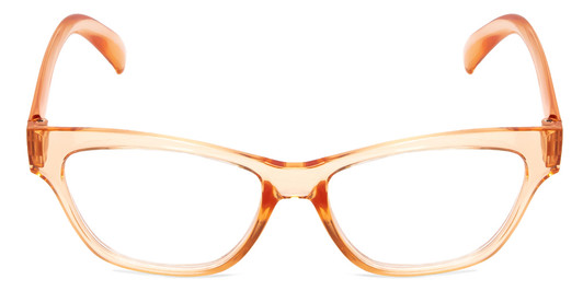 Front View of Book Club Tail of Two Kitties Designer Progressive Lens Prescription Rx Eyeglasses in Sherbert Crystal Peach Orange Ladies Cat Eye Full Rim Acetate 53 mm