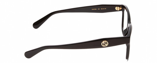 Side View of GUCCI GG0798O Designer Progressive Lens Prescription Rx Eyeglasses in Gloss Black Gold Ladies Cat Eye Full Rim Acetate 55 mm