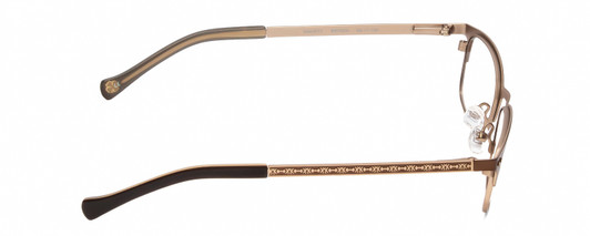 Side View of Lucky Brand KIDS SMARBRO45 Designer Blue Light Blocking Eyeglasses in Metallic Brown/Gold Ladies Cat Eye Full Rim Metal 45 mm