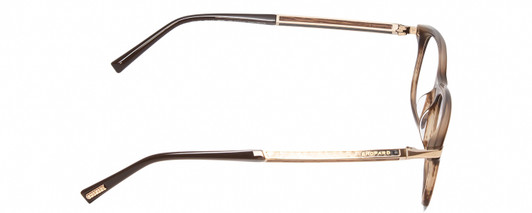 Side View of Chopard VCH249 Designer Single Vision Prescription Rx Eyeglasses in Brown Beige Marble/Gold Unisex Rectangular Full Rim Wood 55 mm