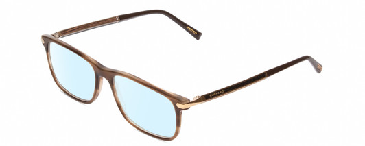 Profile View of Chopard VCH249 Designer Blue Light Blocking Eyeglasses in Brown Beige Marble/Gold Unisex Rectangular Full Rim Wood 55 mm