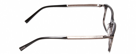 Side View of Chopard VCH249 Designer Bi-Focal Prescription Rx Eyeglasses in Gloss Black/Grey Crystal/Silver Unisex Panthos Full Rim Wood 55 mm