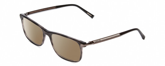 Profile View of Chopard VCH249 Designer Polarized Sunglasses with Custom Cut Amber Brown Lenses in Gloss Black/Grey Crystal/Silver Unisex Panthos Full Rim Wood 55 mm