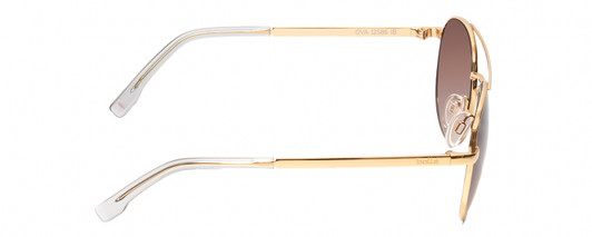 Side View of Bolle OVA Womens Aviator Designer Sunglasses in Gold/Crystal/Brown Gradient 52mm