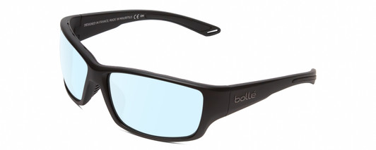 Profile View of Bolle KAYMAN Designer Blue Light Blocking Eyeglasses in Matte Black Mens Panthos Full Rim Acetate 60 mm