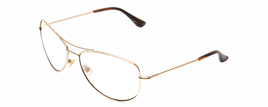 Profile View of KATE SPADE ALLY Designer Blue Light Blocking Eyeglasses in Gold/Brown Stripe Ladies Pilot Full Rim Metal 60 mm