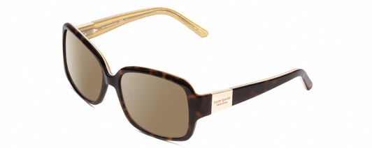 Profile View of KATE SPADE LULU Designer Polarized Sunglasses with Custom Cut Amber Brown Lenses in Trortoise Havana/Off-White/Gold Sparkles Ladies Panthos Full Rim Acetate 55 mm