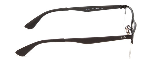 Side View of Ray-Ban RX6335 Designer Single Vision Prescription Rx Eyeglasses in Matte Black Unisex Oval Semi-Rimless Metal 56 mm