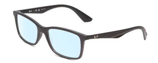 Profile View of Ray-Ban RX7047 Designer Blue Light Blocking Eyeglasses in Matte Black Unisex Cat Eye Full Rim Acetate 54 mm