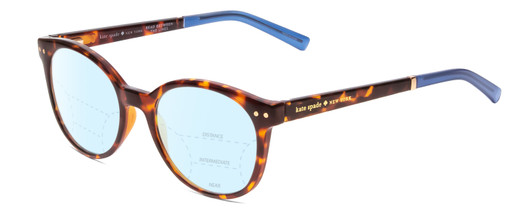 Profile View of Kate Spade KAYLIN Designer Progressive Lens Blue Light Blocking Eyeglasses in Dark Brown Amber Tortoise Havana Ladies Round Full Rim Acetate 49 mm