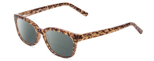 Profile View of Kate Spade TABBY/O Designer Polarized Reading Sunglasses with Custom Cut Powered Smoke Grey Lenses in Light Beige Crystal & Brown Spotty Tortoise  Ladies Cat Eye Full Rim Acetate 50 mm