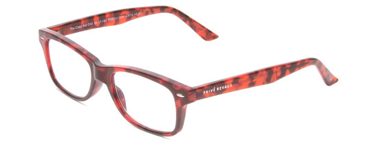 Profile View of Prive Revaux Class Act Designer Blue Light Blocking Eyeglasses in Sangria Wine Red Tortoise Havana Ladies Oval Full Rim Acetate 48 mm