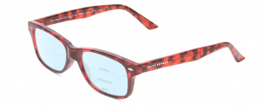 Profile View of Prive Revaux Class Act Designer Progressive Lens Blue Light Blocking Eyeglasses in Sangria Wine Red Tortoise Havana Ladies Oval Full Rim Acetate 48 mm