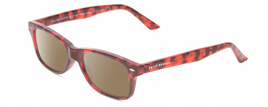 Profile View of Prive Revaux Class Act Designer Polarized Sunglasses with Custom Cut Amber Brown Lenses in Sangria Wine Red Tortoise Havana Ladies Oval Full Rim Acetate 48 mm