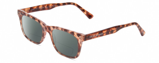 Profile View of Prive Revaux Expert Designer Polarized Reading Sunglasses with Custom Cut Powered Smoke Grey Lenses in Blush Pink Brown Crystal Tortoise Havana Unisex Rectangle Full Rim Acetate 50 mm
