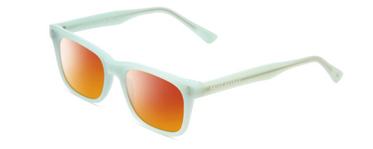 Profile View of Prive Revaux Expert Designer Polarized Sunglasses with Custom Cut Red Mirror Lenses in Mint Green Crystal Unisex Rectangle Full Rim Acetate 50 mm