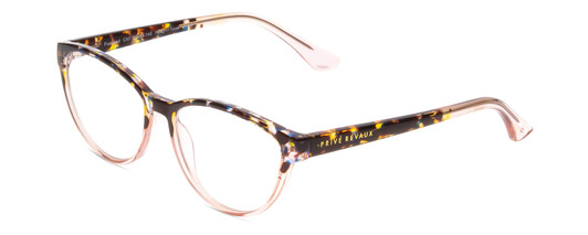 Profile View of Prive Revaux Focused Designer Blue Light Blocking Eyeglasses in Blue Tortoise Havana/Rose Crystal Ladies Cateye Full Rim Acetate 52 mm