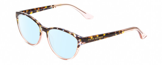 Profile View of Prive Revaux Focused Designer Blue Light Blocking Eyeglasses in Blue Tortoise Havana/Rose Crystal Ladies Cateye Full Rim Acetate 52 mm