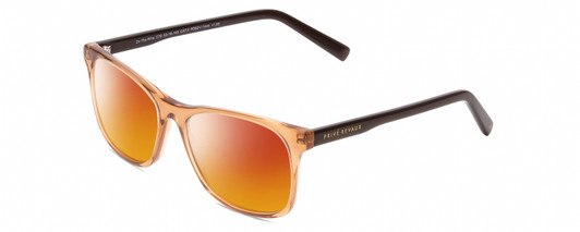 Profile View of Prive Revaux On The Wire Designer Polarized Sunglasses with Custom Cut Red Mirror Lenses in Crystal Cantaloupe Orange Blue Unisex Cateye Full Rim Acetate 52 mm