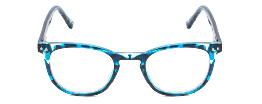Front View of Prive Revaux Show Off Womens Round Reading Glasses in Blue Tortoise Havana 48 mm