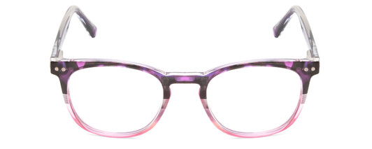Front View of Prive Revaux Show Off Single Designer Reading Eye Glasses with Custom Cut Powered Lenses in Black Purple Tortoise Blush Pink Crystal Fade Ladies Round Full Rim Acetate 48 mm