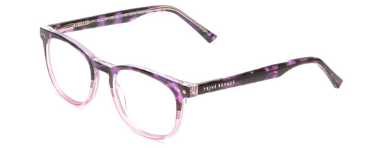 Profile View of Prive Revaux Show Off Single Designer Reading Eye Glasses with Custom Cut Powered Lenses in Black Purple Tortoise Blush Pink Crystal Fade Ladies Round Full Rim Acetate 48 mm