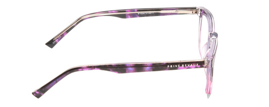 Side View of Prive Revaux Show Off Single Designer Single Vision Prescription Rx Eyeglasses in Black Purple Tortoise Blush Pink Crystal Fade Ladies Round Full Rim Acetate 48 mm