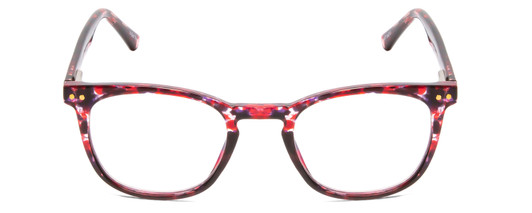 Front View of Prive Revaux Show Off Single Designer Progressive Lens Prescription Rx Eyeglasses in Rose Red Tortoise Havana Crystal Ladies Round Full Rim Acetate 48 mm