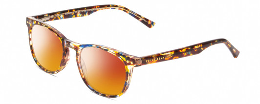 Profile View of Prive Revaux Show Off Single Designer Polarized Sunglasses with Custom Cut Red Mirror Lenses in Toffee Orange Brown Ladies Round Full Rim Acetate 48 mm