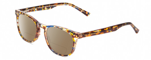 Profile View of Prive Revaux Show Off Single Designer Polarized Reading Sunglasses with Custom Cut Powered Amber Brown Lenses in Toffee Orange Brown Ladies Round Full Rim Acetate 48 mm