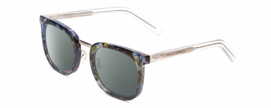 Profile View of Prive Revaux Alchemist Designer Polarized Reading Sunglasses with Custom Cut Powered Smoke Grey Lenses in Ocean Blue Tortoise Havana/Crystal Unisex Square Full Rim Acetate 50 mm