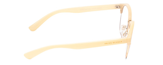 Side View of Prive Revaux Angelou Designer Reading Eye Glasses with Custom Cut Powered Lenses in Ivory White Gold Ladies Cateye Full Rim Acetate 50 mm