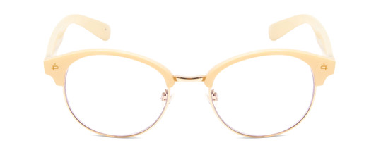Front View of Prive Revaux Angelou Designer Reading Eye Glasses with Custom Cut Powered Lenses in Ivory White Gold Ladies Cateye Full Rim Acetate 50 mm