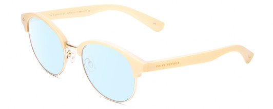 Profile View of Prive Revaux Angelou Designer Blue Light Blocking Eyeglasses in Ivory White Gold Ladies Cateye Full Rim Acetate 50 mm