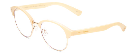 Profile View of Prive Revaux Angelou Designer Progressive Lens Blue Light Blocking Eyeglasses in Ivory White Gold Ladies Cateye Full Rim Acetate 50 mm