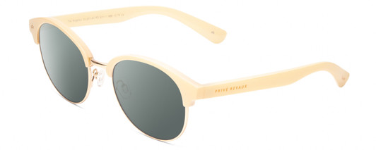 Profile View of Prive Revaux Angelou Designer Polarized Sunglasses with Custom Cut Smoke Grey Lenses in Ivory White Gold Ladies Cateye Full Rim Acetate 50 mm