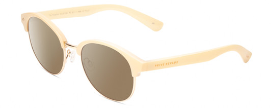 Profile View of Prive Revaux Angelou Designer Polarized Sunglasses with Custom Cut Amber Brown Lenses in Ivory White Gold Ladies Cateye Full Rim Acetate 50 mm