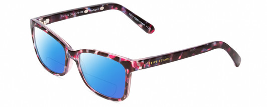 Profile View of Prive Revaux Julie Designer Polarized Reading Sunglasses with Custom Cut Powered Blue Mirror Lenses in Midnight Plum Purple Tortoise Havana Ladies Cateye Full Rim Acetate 50 mm