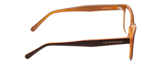 Side View of Prive Revaux Professor Designer Reading Eye Glasses with Custom Cut Powered Lenses in Chocolate/Sand Brown Ladies Rectangle Full Rim Acetate 52 mm