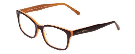 Profile View of Prive Revaux Professor Designer Bi-Focal Prescription Rx Eyeglasses in Chocolate/Sand Brown Ladies Rectangle Full Rim Acetate 52 mm