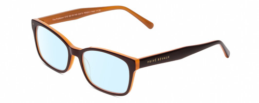 Profile View of Prive Revaux Professor Designer Blue Light Blocking Eyeglasses in Chocolate/Sand Brown Ladies Rectangle Full Rim Acetate 52 mm