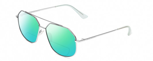 Prive Revaux Cooper Pilot Polarized BIFOCAL Sunglasses Silver Crystal Blue 56mm