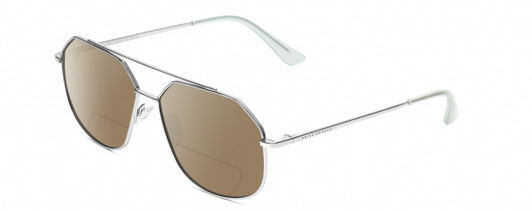 Prive Revaux Cooper Pilot Polarized BIFOCAL Sunglasses Silver Crystal Blue 56mm