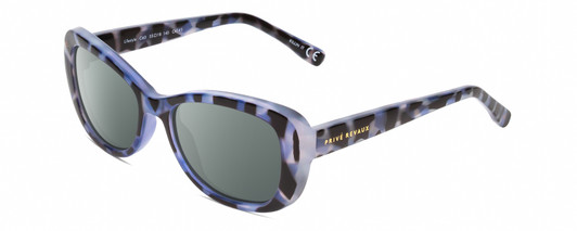 Profile View of Prive Revaux Lifestyle Designer Polarized Sunglasses with Custom Cut Smoke Grey Lenses in Majestic Indigo Blue Black Tortoise Crystal Ladies Oval Full Rim Acetate 55 mm