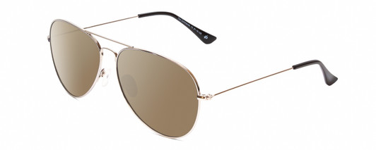 Profile View of Prive Revaux Commando Designer Polarized Sunglasses with Custom Cut Amber Brown Lenses in Palladium Silver/Black Unisex Aviator Full Rim Metal 60 mm